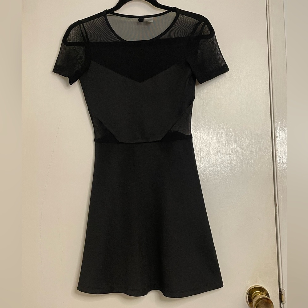Black H&M Divided Mesh Skater Dress: size 4